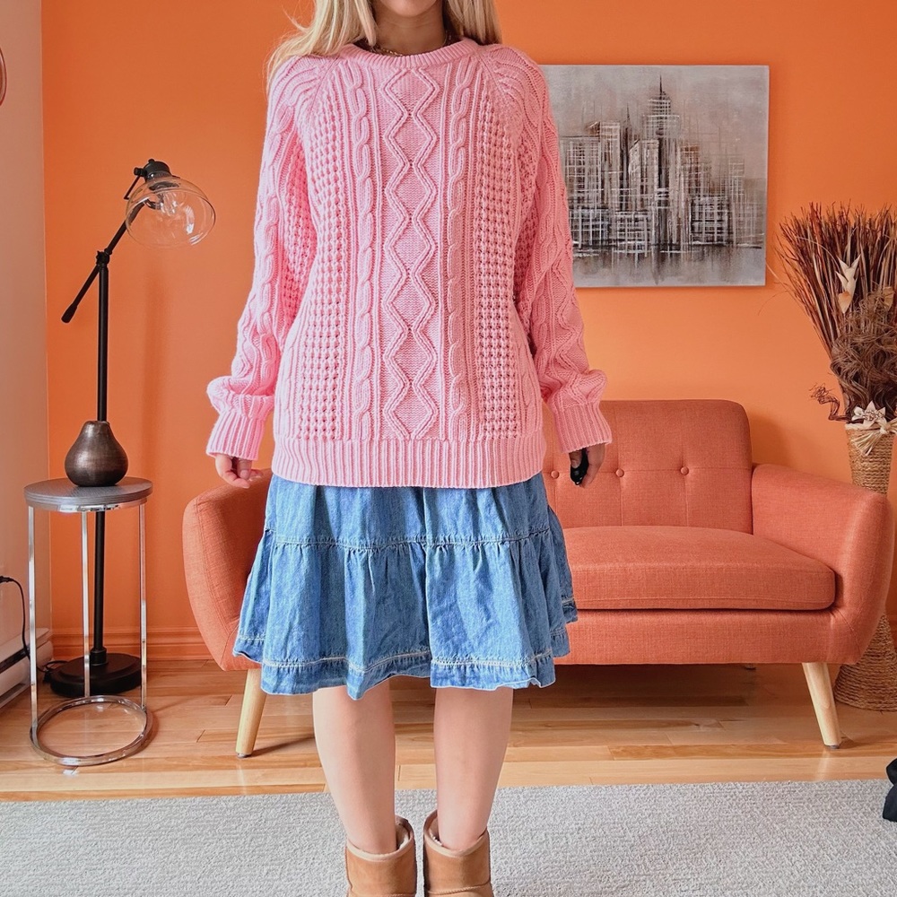 ❌SOLD Vintage 90s dollcore cable knit oversized ribbed french parisian jumper - Picture 4 of 8